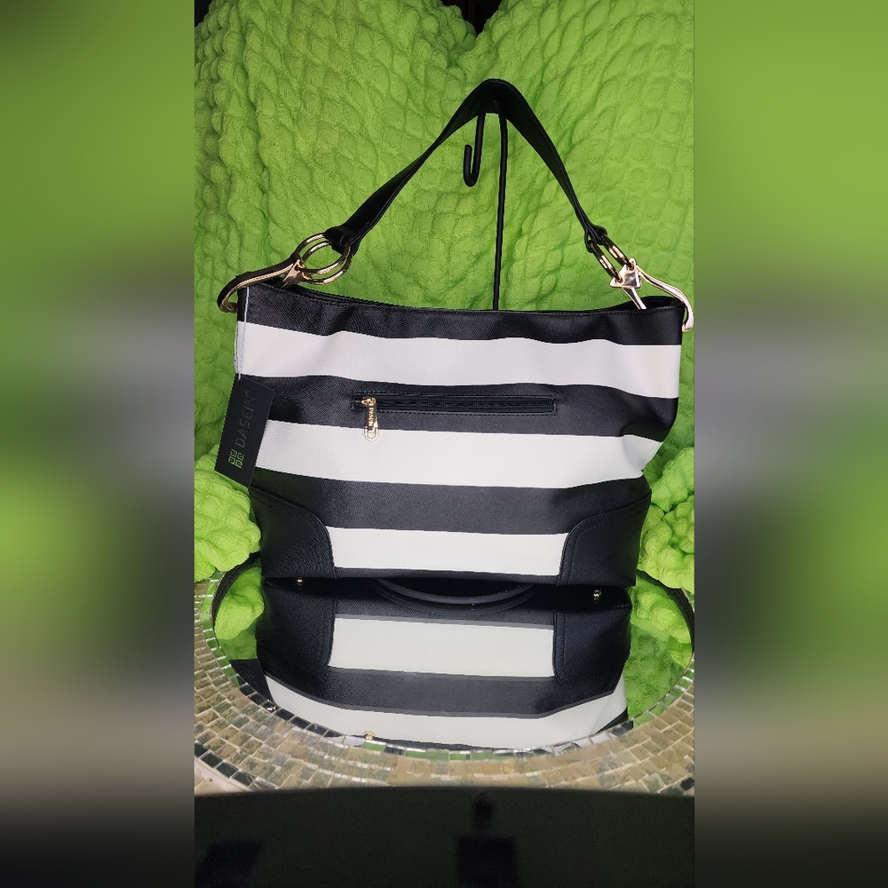 ***SOLD***Dasein Striped Corner Patch Hobo Bag NWT
